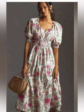 Anthropologie Somerset Maxi Dress - Puff Sleeve Floral Edition